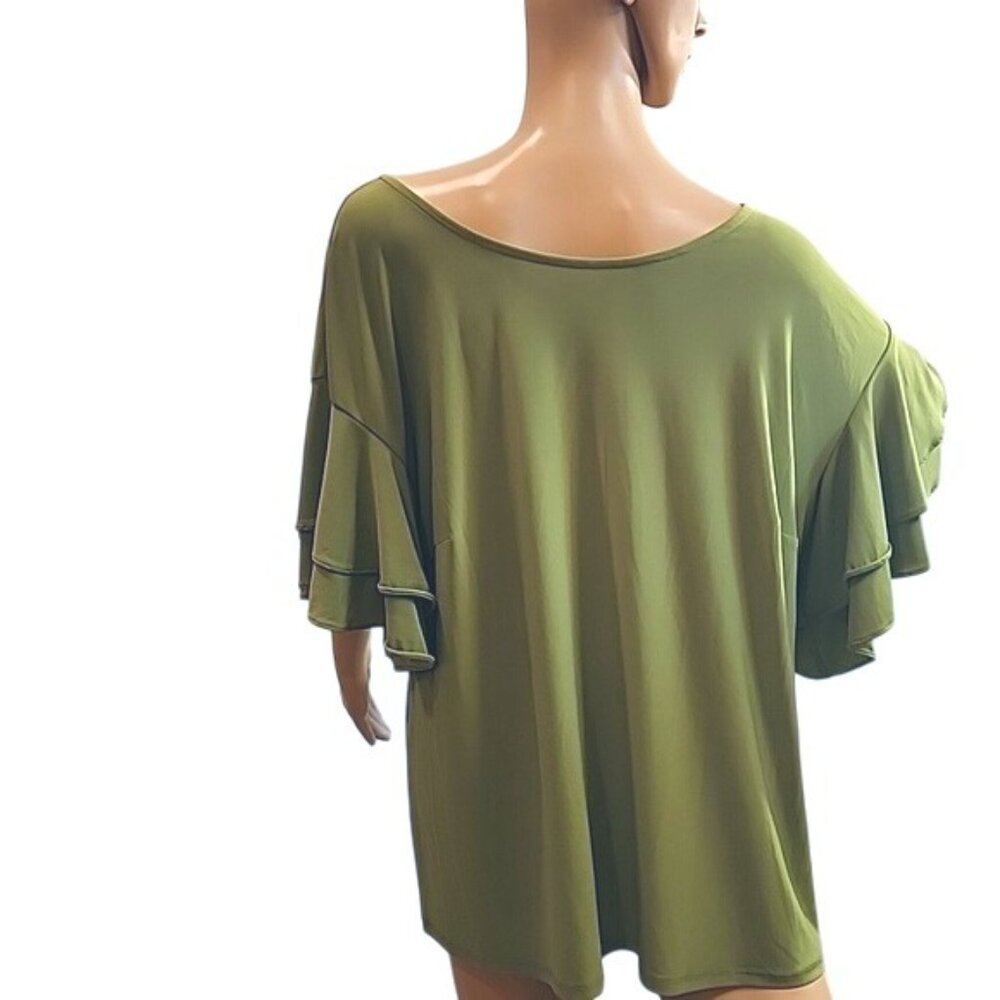 Vince Camuto Green Ruffle Sleeve Tunic - Picture 6 of 10